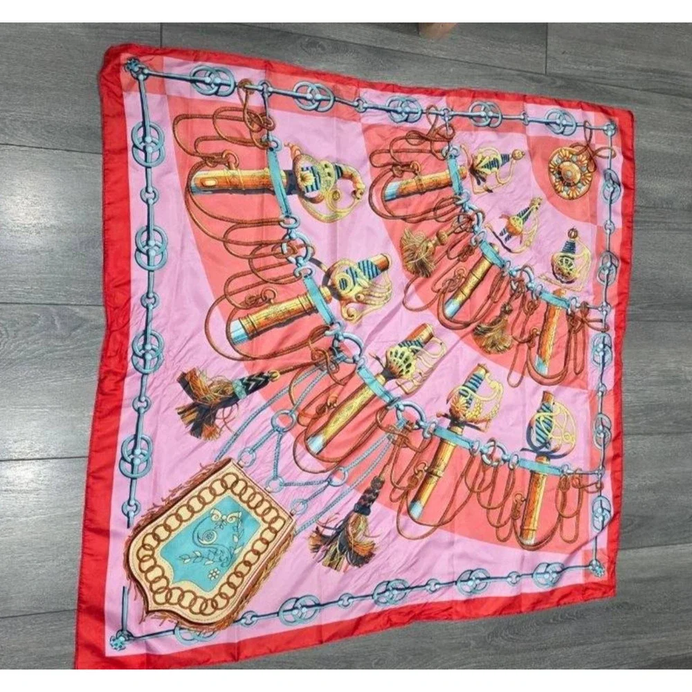 Scarf Carre 100% silk Scarf France Orange Gold A008742